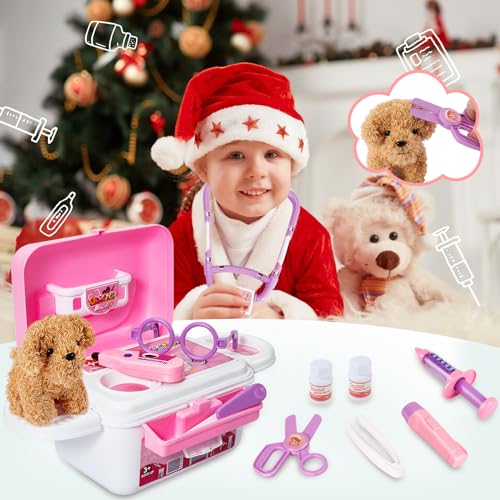 Vet toy with dog, doctor kit kids 3 years and up, vet kit playset, toy role play vet kit kids toys