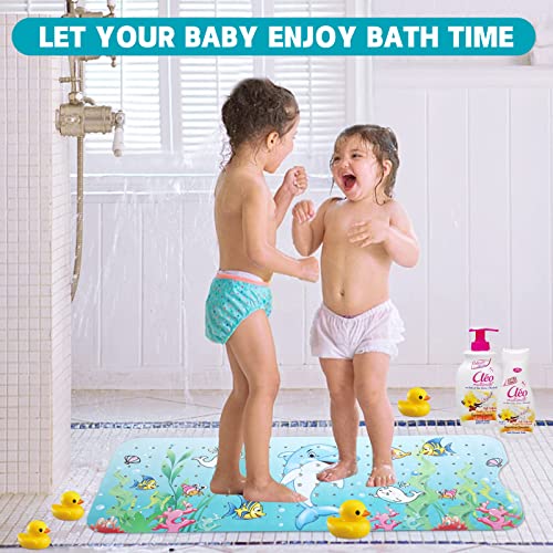 Children's bath mat, anti-slip mat 100 x 40 cm Shower mat Shower mat Non-slip bath mat Navy motifs