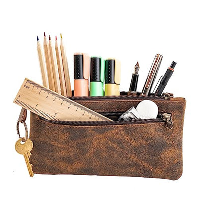 Leather Pencil Case Beautiful Handmade Case with Zipper