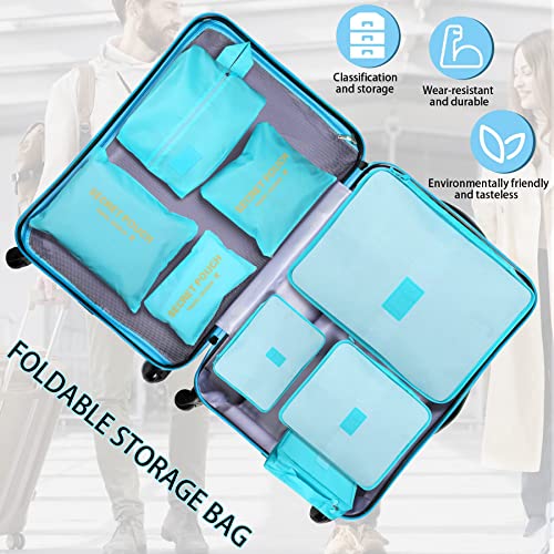 Pack of 8 Packing Cubes, Suitcase Organisation Cubes, with Shoe Bag, Laundry Bag, Travel Organisers, Clothes Bags, for Backpack