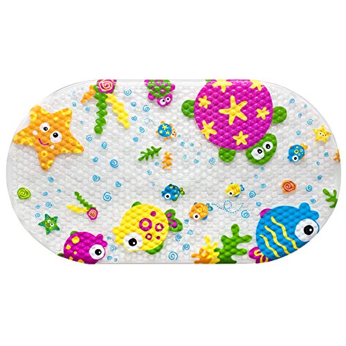 non-slip children's bath mat, PVC bath mat shower mat with powerful suction cups massage function baby bath mat