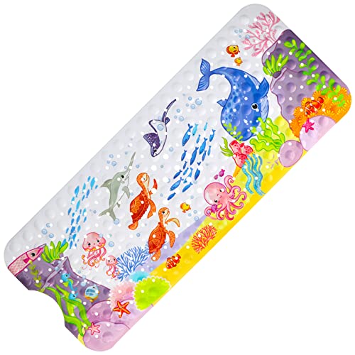 Bath Mat for Children Bath Mat Turtle and Shower Mat Non-Slip Bath Mat with Suction Cups Non-Slip BPA Free Cartoon Bath Mat for Bathtubs