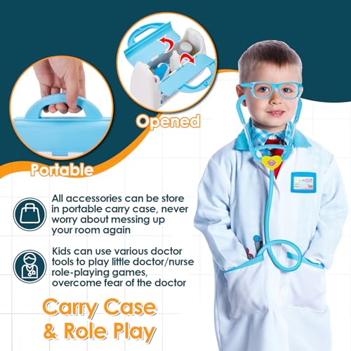 Doctor's case children's toy, doctor's case play set with stethoscope, syringe