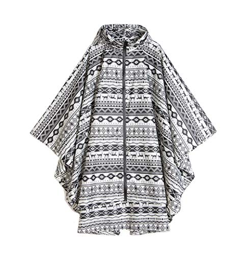 Rain poncho stylish waterproof raincoat with hood zipper