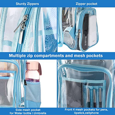 Clear Backpack Plastic School Backpack School Bag, Transparent Waterproof Clear Durable PVC Book Bag Clear Backpack for School Theater and Work