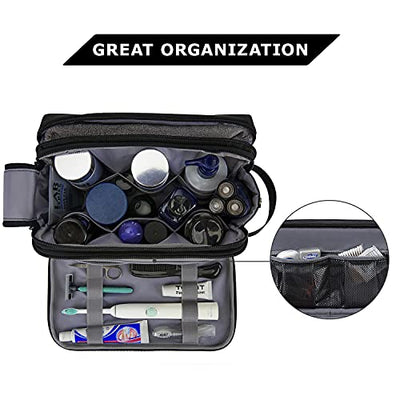 Trousse de toilette, organisateur de toilette de voyage, kit Dopp, trousse de rasage hydrofuge pour accessoires de toilette (grand noir) 