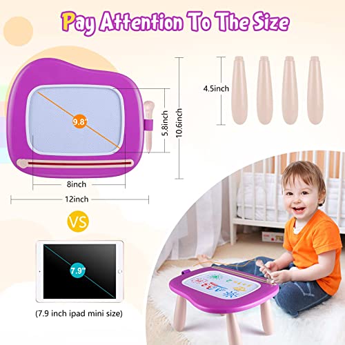 Children Toys from 1 Year, Magnetic Painting Board Magic Board Colorful Drawing Board Magnetic Board with 4 Legs for Kids Toys (Purple)