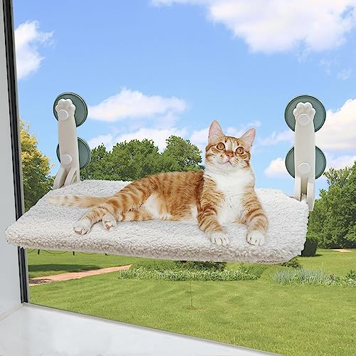 Cat Bed Window Foldable Hammock Cat Window Cat Windowsill with Stable Suction Cups up to 18kg, 52x30x20cm