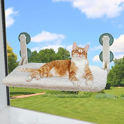 Cat Bed Window Foldable Hammock Cat Window Cat Windowsill with Stable Suction Cups up to 18kg, 52x30x20cm