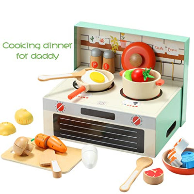 Children's Kitchen Accessories Wooden Play Kitchen Accessories, 78 Pieces Role Play Cooking Toy