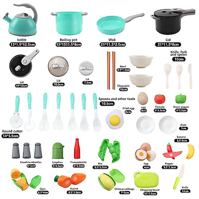 41pcs Kitchen Toy Set, Kids Role Play Kitchen Pretend Toy, Cookware Cooking Utensils Pan Toy Kit, Kitchen Accessories Cooking Pots and Pans