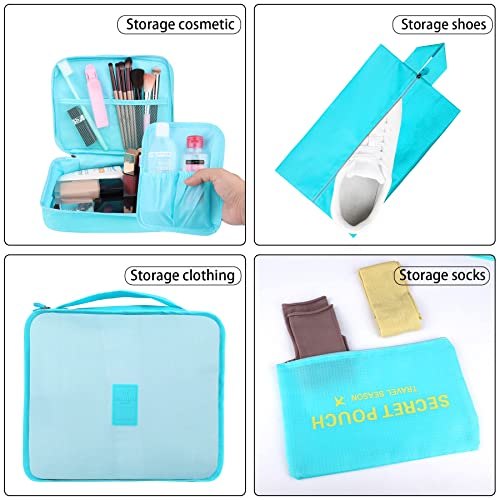 Pack of 8 Packing Cubes, Suitcase Organisation Cubes, with Shoe Bag, Laundry Bag, Travel Organisers, Clothes Bags, for Backpack