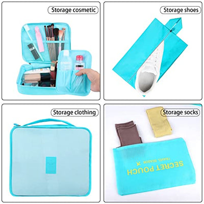 Pack of 8 Packing Cubes, Suitcase Organisation Cubes, with Shoe Bag, Laundry Bag, Travel Organisers, Clothes Bags, for Backpack