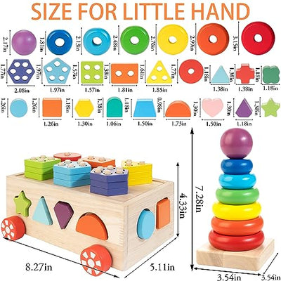 Wooden stacking toy for toddlers from 12 months old