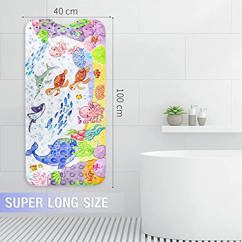 Non-Slip Children's Bath Mat, Sea Animal Picture Bath Mat with 200 Suction Cups