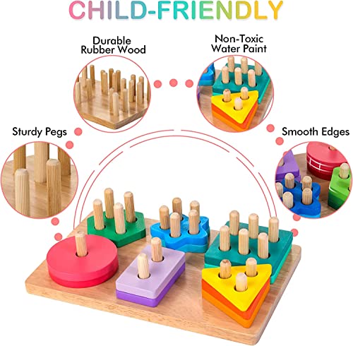 Wood sorting & stacking toys peg puzzle