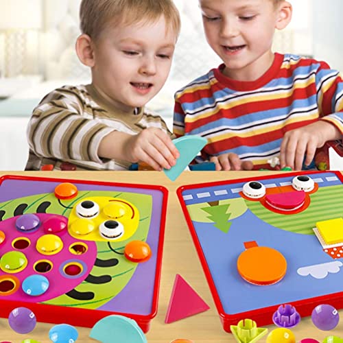 Jeu de mosaïque enfichable pour enfants, jouet éducatif, mosaïque enfichable avec 18 plaques enfichables colorées et 50 perles enfichables