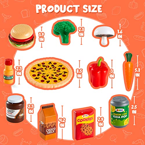 200 Pieces Kids Play Food Deluxe Pretend Play Food Set Toy Food Play Kitchen Accessories