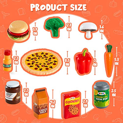 200 Pieces Kids Play Food Deluxe Pretend Play Food Set Toy Food Play Kitchen Accessories