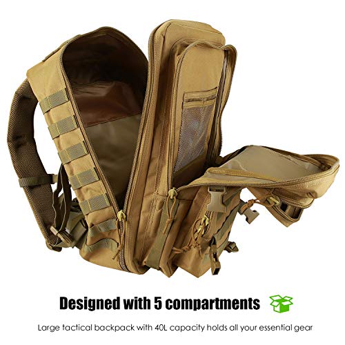 Military Tactical Backpack, Large Capacity 3 Days Army Assault Pack Bag Go Bag Backpack for Hiking Hunting, Trekking and Camping and Other Outdoor Activities