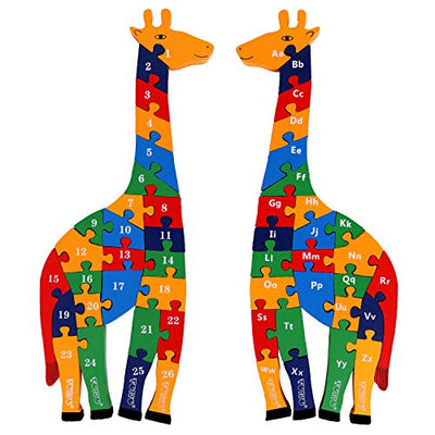 Wooden puzzle giraffe - alphabet and numbers puzzle