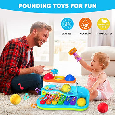 Xylophone with hammer play toy, xylophone baby music toy from 1 year old