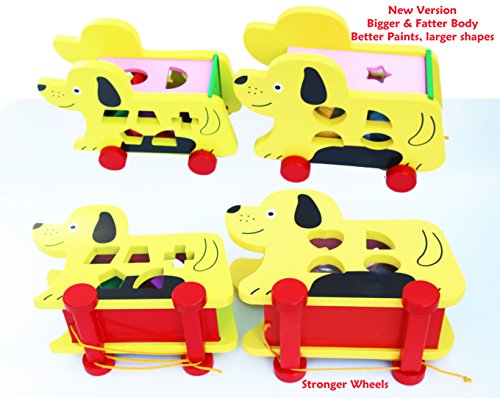 Pull-along toy wood - pull-along animal dog with string and plug-in game with wooden plug-in cube - 2 in 1 toy