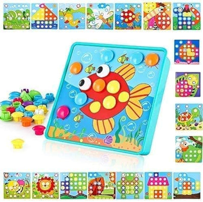 Jeu de mosaïque enfichable pour enfants, jouet éducatif, mosaïque enfichable avec 18 plaques enfichables colorées et 50 perles enfichables