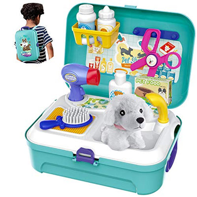 Vet case dog doctor case kids girl 3 years old gift ideas, vet playset dog salon toy gift kids toys from 4 5 6 year olds