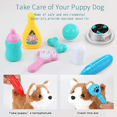 15 Piece Vet Play Set Vet Case Role Play With Toy Doctor Case Doctor Accessories With Electronic Dog And Transport Cage