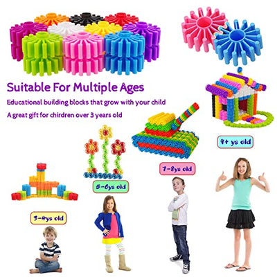 Gears Interlocking Learning Set - Building Set for Beginners - Construction Toy Set Building Kit Toy 180 Parts - 10 Colors