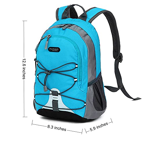 10L Small Size Waterproof Kids Sports Backpack, Miniature Outdoor Hiking Travel Daypack, Height Under 1.2m Light Blue