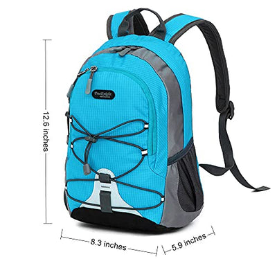 10L Small Size Waterproof Kids Sports Backpack, Miniature Outdoor Hiking Travel Daypack, Height Under 1.2m Light Blue