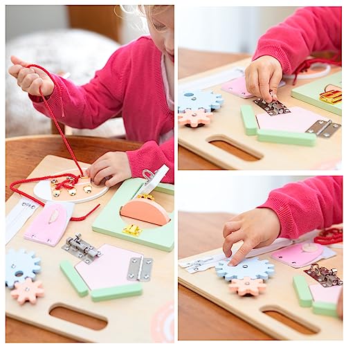Activity board from 1 2 years, wooden busy board for toddlers, sensory motor board with preschool learning activities