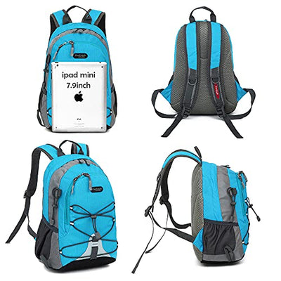 10L Small Size Waterproof Kids Sports Backpack, Miniature Outdoor Hiking Travel Daypack, Height Under 1.2m Light Blue