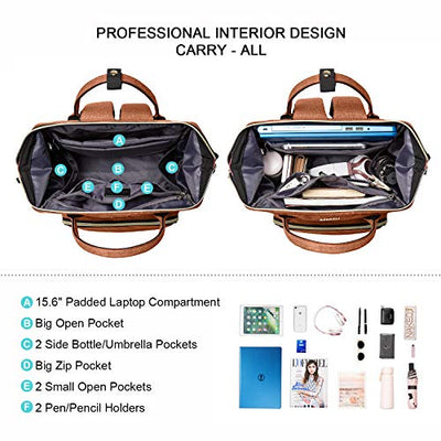 Laptop Backpack 15.6 Inch, Stylish Backpack, Waterproof Rectangular School Backpack Uni with USB Charging Port, for Travel Job Buseniss