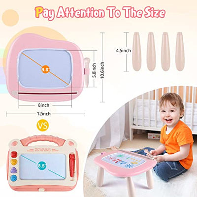 Children Toys from 1 Year, Magnetic Painting Board Magic Board Colorful Drawing Board Magnetic Board with 4 Legs for Kids Toys (Pink)