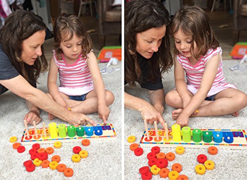 Wooden stacking rings - Learning to count - Counting game with 45 rings