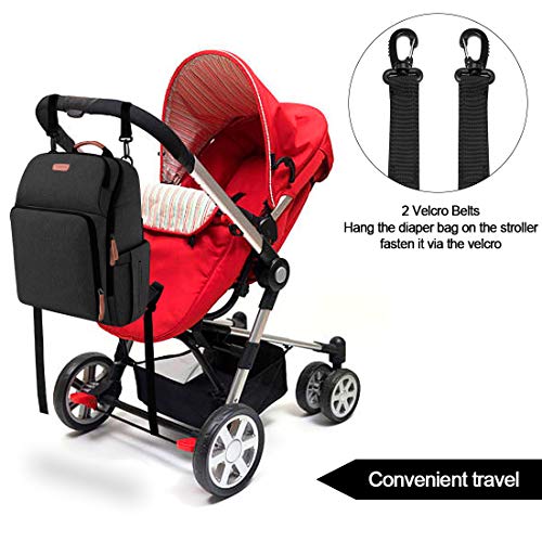 Multifunctional Large Capacity Baby Bag Travel Backpack And 2 Stroller Straps For Traveling