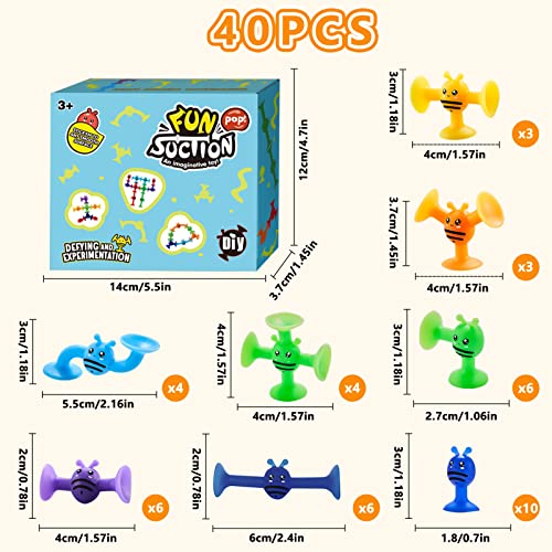 Suction cup toy baby, children bathtub toy, 40 pieces sensory toy silicone building blocks suction toy, stress relief gift