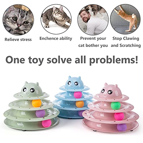 17 Piece Cat Toy Interactive Cat Toy For Indoor Cats 3 Layer Towers Roller Tracks Cat Teaser Toy With Feather