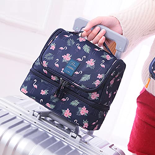 Toiletry Bag Travel Toiletry Bag Foldable Waterproof Cosmetic Bag Constitution Shower Bag with Carrying Handle and Hook for Travel, Toiletries - Flamingo