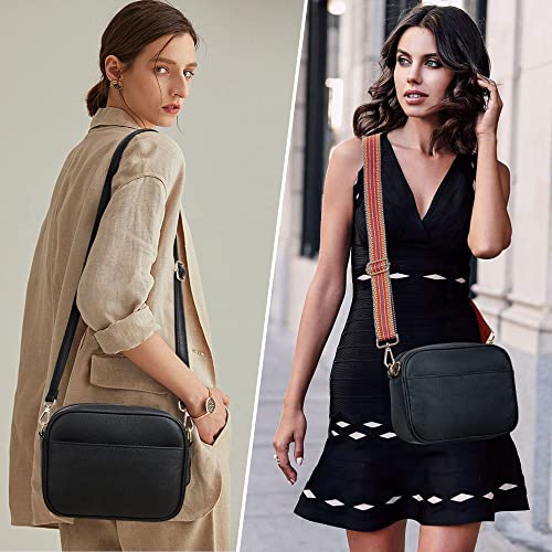 Shoulder Bag, Stylish Vegan Leather Wide Strap Crossbody Shoulder Bag with 2 Adjustable Straps for Daily Work, Shopping, Dating, Traveling