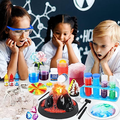 100+ Science Experiments Kit for Kids, Activities Scientist Toys Chemistry Set, Grow Crystals