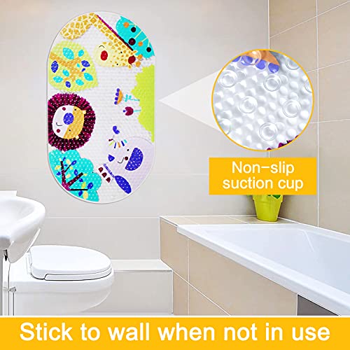 non-slip children's bath mat, PVC bath mat shower mat with powerful suction cups massage function baby bath mat (forest animals)