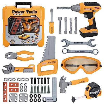 Work Tools Toy Children's Building Blocks Tool Box 37 Pieces with Drill Imitation Educational Game