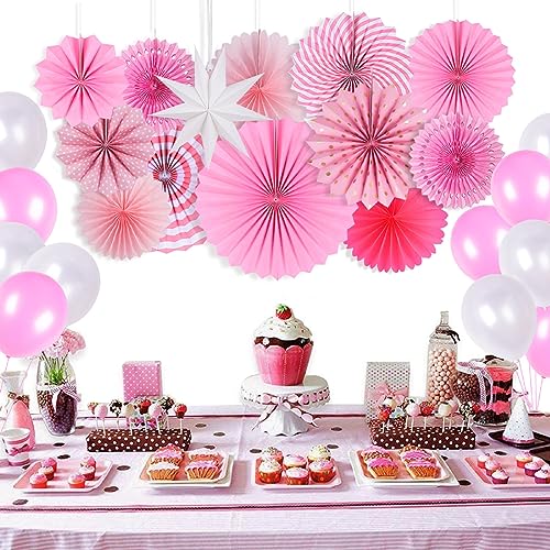 13pcs Set Paper Fan Decoration Babyshower Birthday Decoration