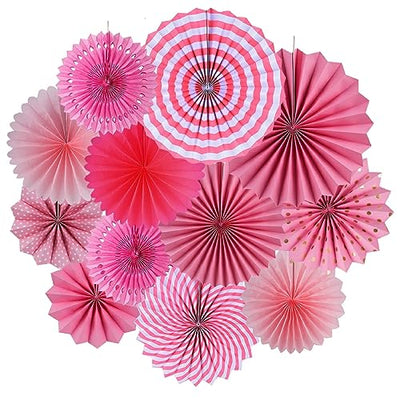 13pcs Set Paper Fan Decoration Babyshower Birthday Decoration