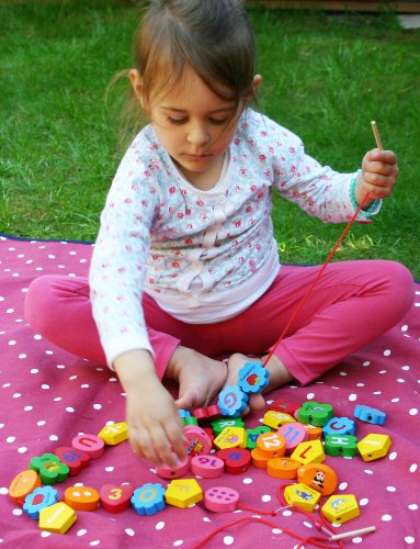 Alphabet number blocks of wood - letters ABC threading beads sorting toys 46 parts