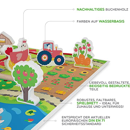 Threading game on the farm: toys for children from 2 years, wooden motor skills toys, children's toys, wooden toys with 12 wooden figures and game board
